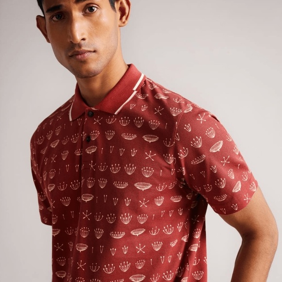 Ted Baker London Colves SS Printed Polo 100% cotton size 7 /US 3XL NWT - Picture 3 of 10